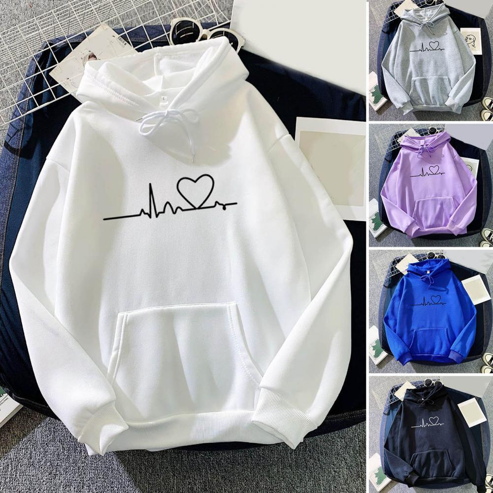 Tricolor Letter Print Hoodies for Women