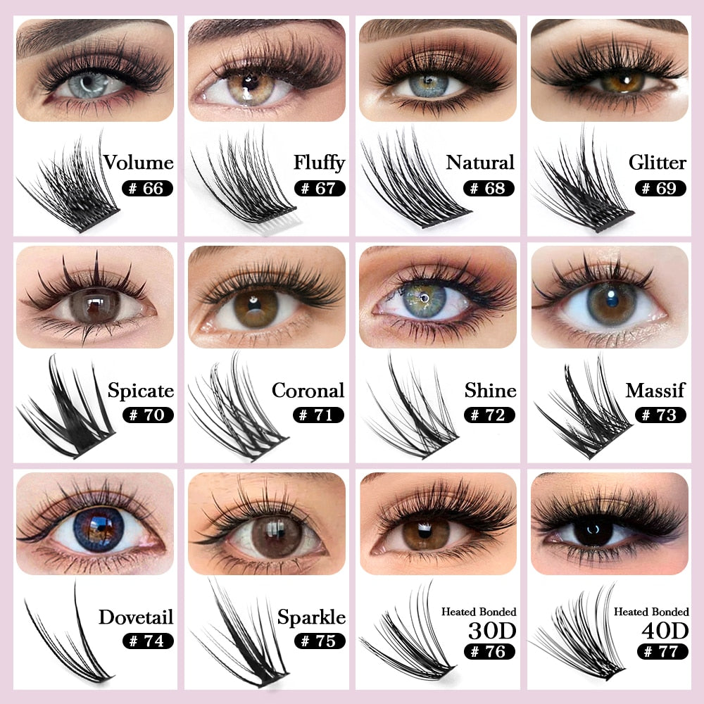 Rainbow Elegance: 144 Russian Volume Cluster Lashes