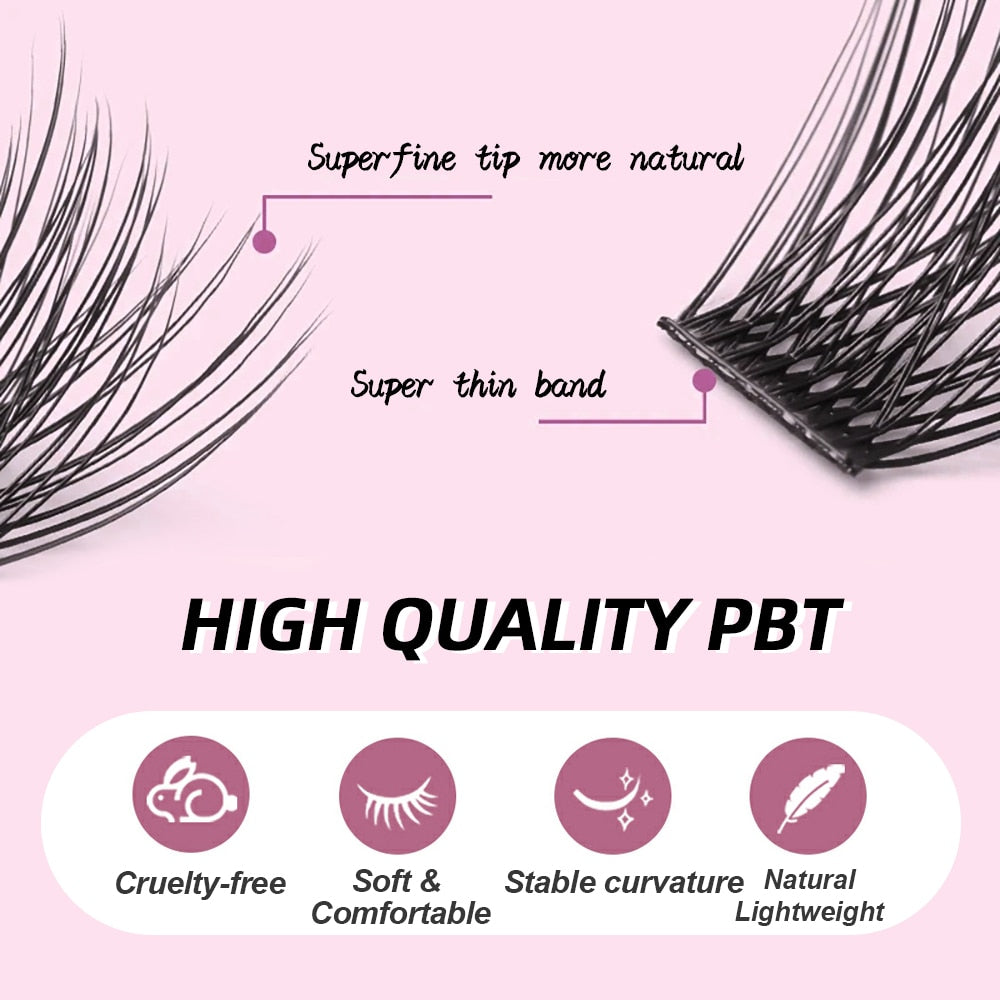 Rainbow Elegance: 144 Russian Volume Cluster Lashes