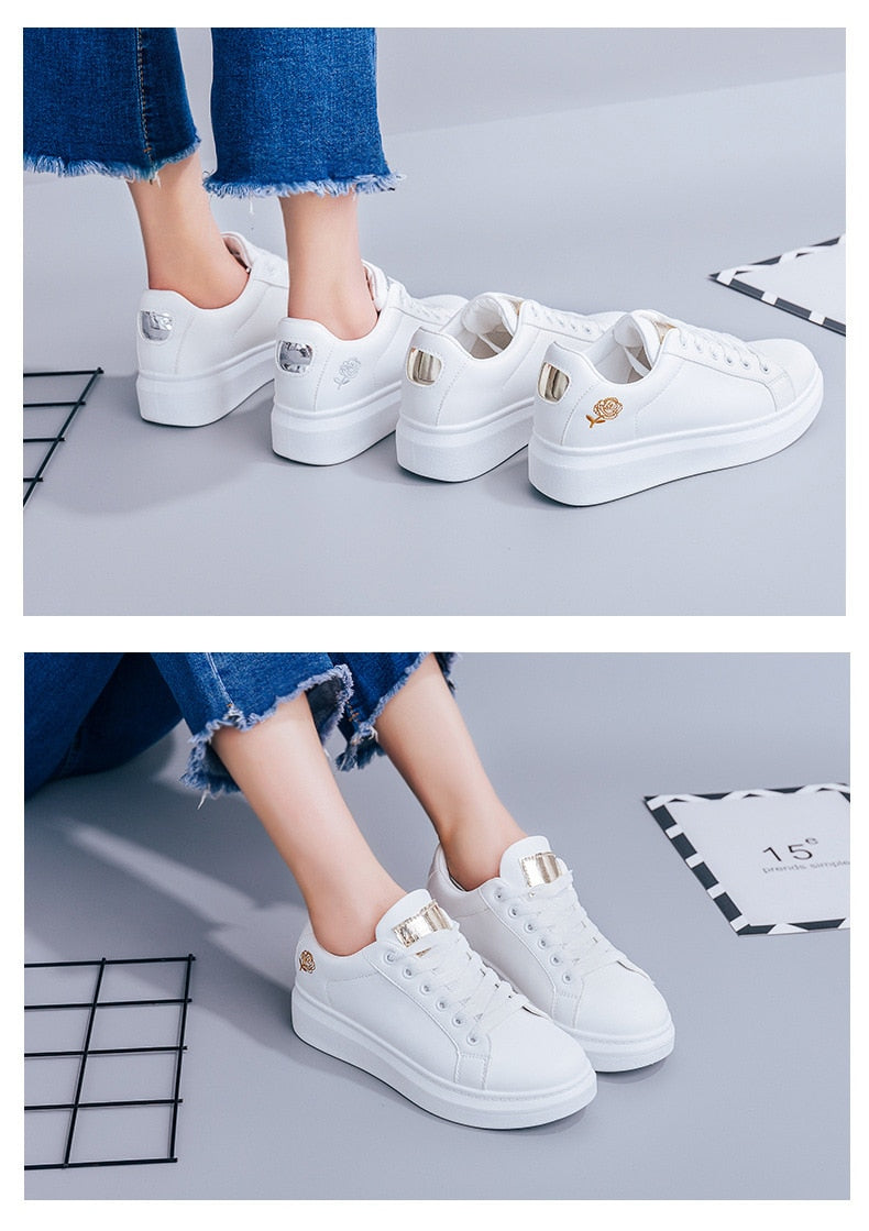 Floral Elegance: 2025 Spring Autumn Lace-Up Women's Running Shoes.