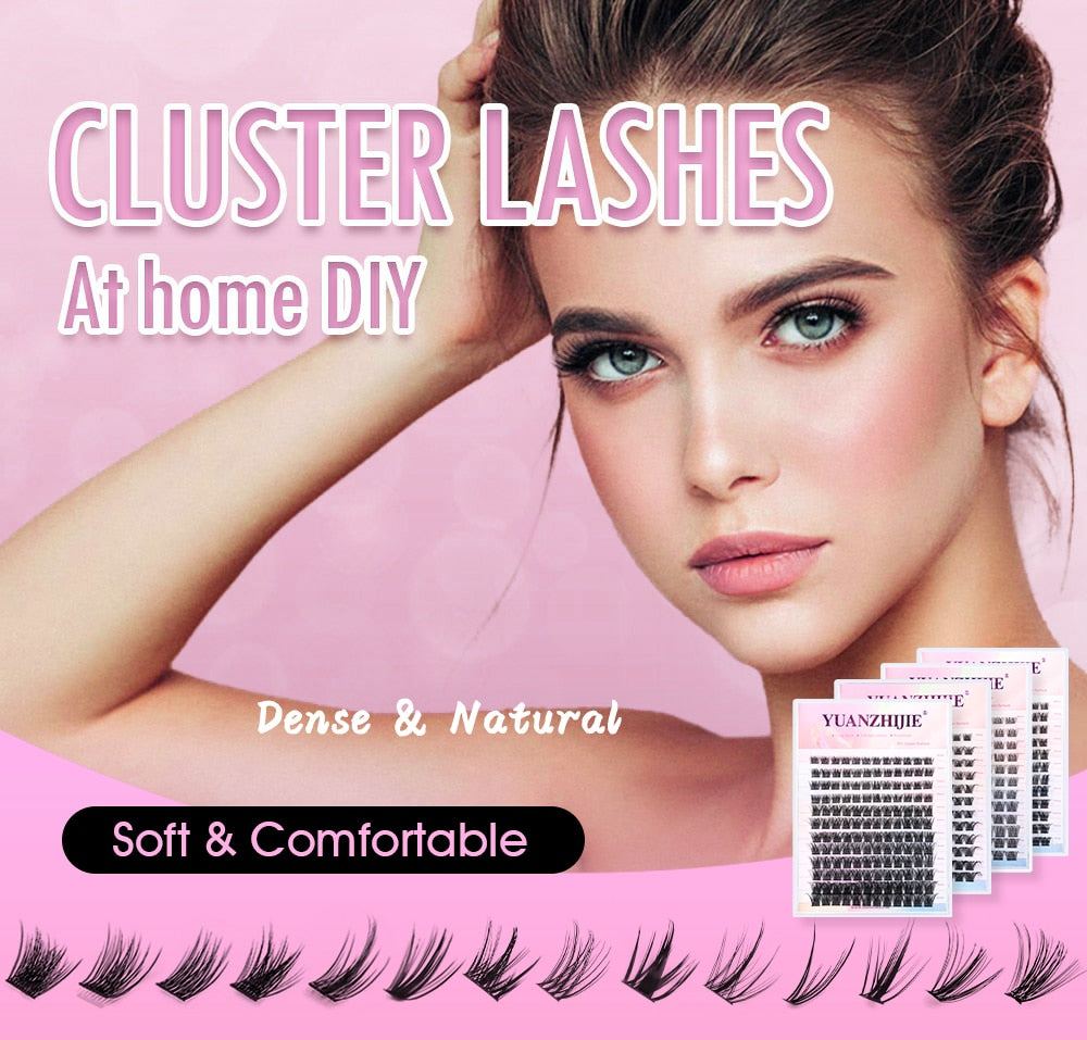 Rainbow Elegance: 144 Russian Volume Cluster Lashes