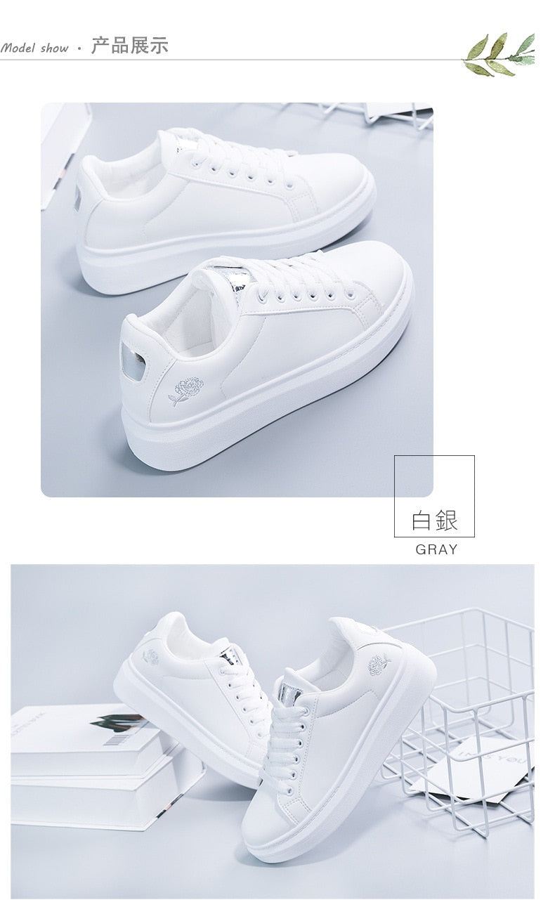 Floral Elegance: 2025 Spring Autumn Lace-Up Women's Running Shoes.