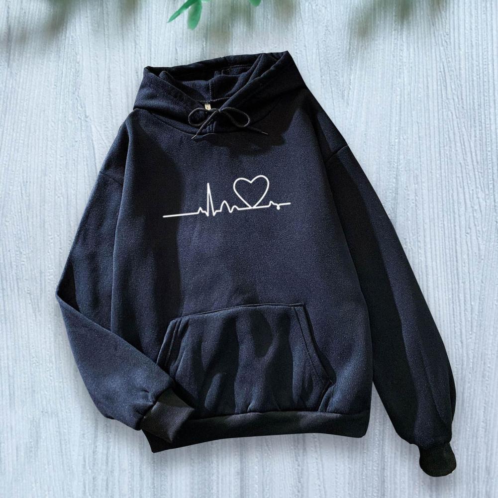 Tricolor Letter Print Hoodies for Women